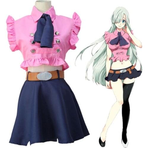 Elizabeth Liones Cosplay Anime The Seven Deadly Sins Uniform Skirt Suit Outfit Halloween Woman Party Popular Costumes Clothes