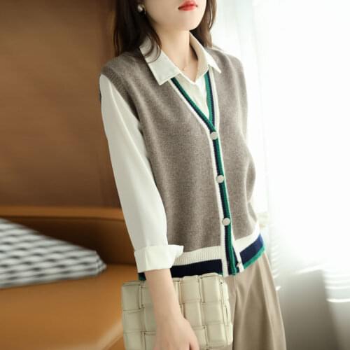 Women Korean Knitting Sweater Vest Pullovers Knitted Sleeveless Waistcoat Vintage Cardigan V Neck Female Sweaters Jumper Tops