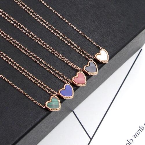 RHYSONG Heart Necklace For Women On Side Red Another Side Black Pendant On Neck Stainless Steel Jewelry GirlFriend Gift XL37