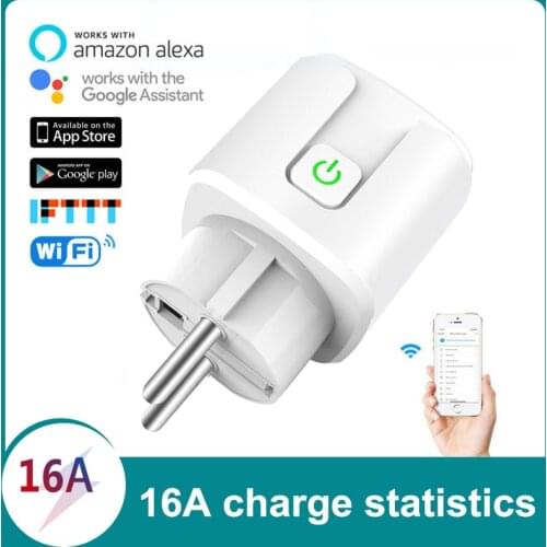 1/4Pcs EU Smart Plug WiFi Switch 16A 220V With Power Monitor Function APP Remote Control Timer Support Google Home Alexa