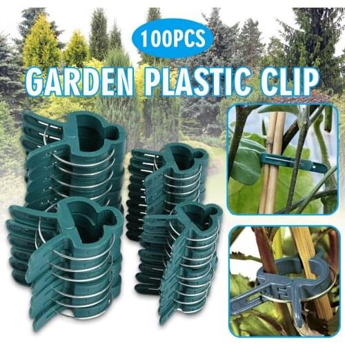 100pcs Garden Plastic Plant Clamps Clips Planting Aid Stem Ring Tools Kit Fastener Bracket Fixed Seed Support Plant Grafting