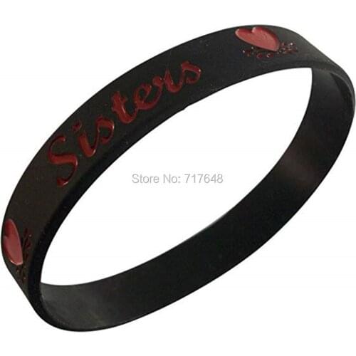 100pcs I Love My Sisters wristband silicone bracelets free shipping by ePacket A