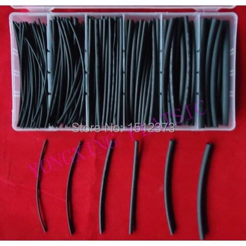 260pcs/box heat shrink tubing 1.0/1.5/2.0/2.5/3.5/5.0mm black color