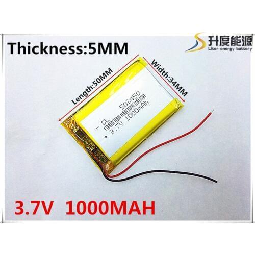 3.7V,1000mAH,[503450] PLIB; polymer lithium ion / Li-ion battery for GPS,mp3,mp4,mp5,dvd,bluetooth,model toy