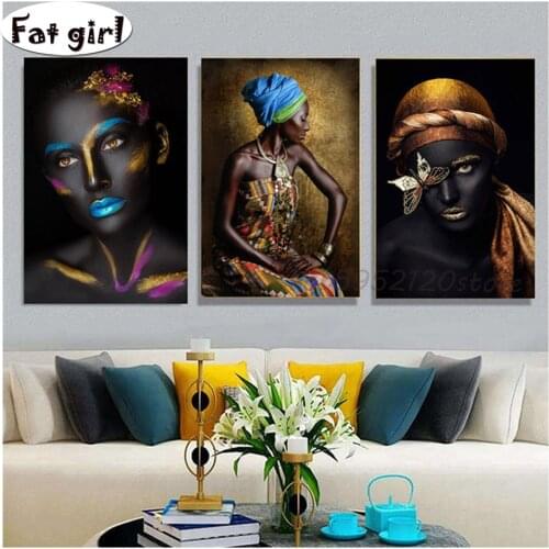 5d diy diamond painting African Woman Wall Sticker diamond mosaic Makeup butterfly decoration square round drill embroidery gift