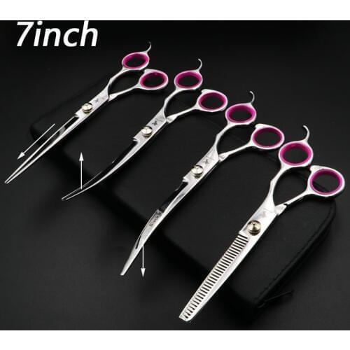 7.0 Inch Hot Sale Pet Hair Cut Scissors Clippers Flat Tooth Cut Pets Beauty Tools Set Kit Dogs Grooming Hair Cutting Scissor Set
