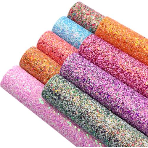 David accessories 20*33cm Chunky Glitter Mix Multicolor Sequins Mixed Faux Synthetic Leather Fabric for Bows DIY,1Yc11083