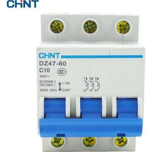 CHINT DZ47-60 C10 3P 10A 3 Pole Domestic C Type Small Air Switch Unipolar Electric Shock Protection