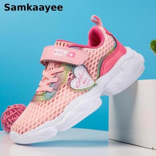 4-18y Kids Sneaker Children Shoes Spring Autumn Girls Flat Shoes Mesh Lace-Up Lightweight Anti-Slip Breathable Casual Footwear 4