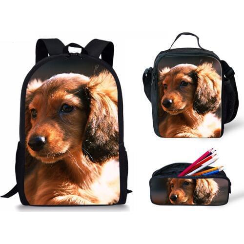 Customized Shoulder Bag Children School Bagpack Travel Laptop Man Dachshund Print Backpack Fashion Women Girl Set Dog Animal