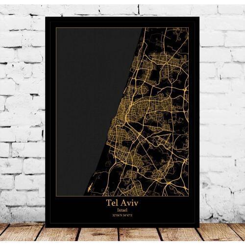 Tel Aviv Israel Map Poster