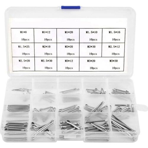 150Pcs Split Cotter Pins Kit Set W/ Box Stainless Steel Assortment Split-Cotter Fastening Pins 15 Types M1-M3 Hot Sale Wholesale