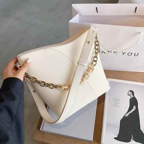 Retro leather solid color messenger bag womens 2020 new shoulder bag fashion handbag and bucket bag