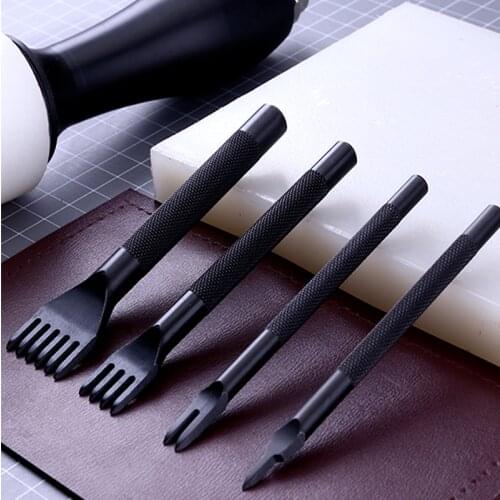 3/4/5/6mm Spacing Leather Hole Punches Stitching Punch Diamond Pricking 1-2-4-6 Teeth Lacing Sewing DIY Craft Belt 4pcs/set