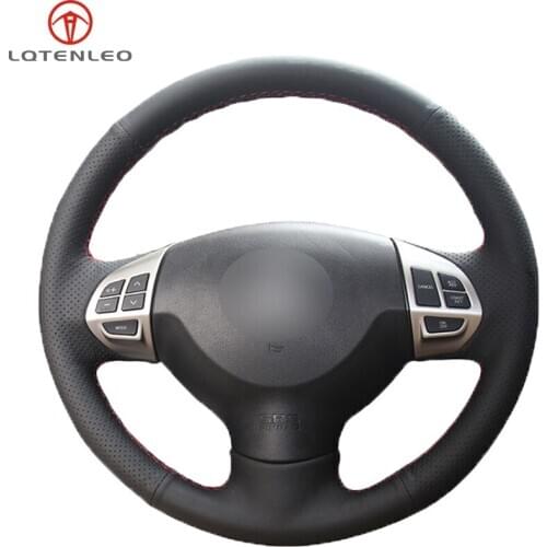 LQTENLEO Black Artificial Leather Steering Wheel Cover For Mitsubishi Lancer EX 10 2007-2017 Outlander 2006-2013 ASX 2010-2018