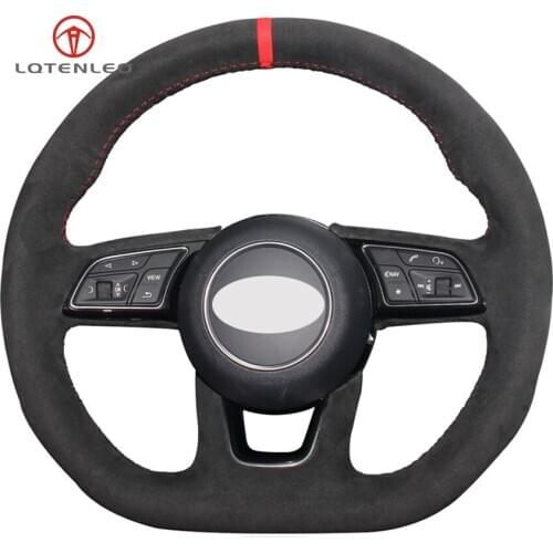 LQTENLEO Black Suede DIY Hand Car Steering Wheel Cover for Audi A4 S4 2016-2019 A5 RS5 2017-2019 RS4 2018-2019 S7 2018-2019