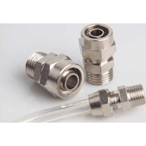 Copper Material Pneumatik Screw Thread Quick Connectors Pc4-m5 M6 1/8" 1/4" Hose Fast Twist Air Lock Nut Pass-through Fittings