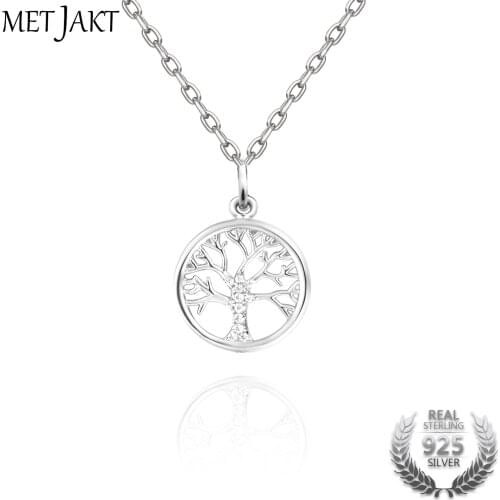 MetJakt Classic Christmas Tree Pendant Solid 925 Sterling Silver Pendant Necklace Adjustable Chain 35 39 43 45cm
