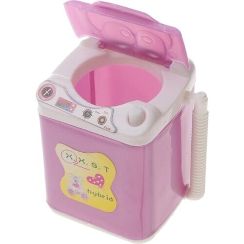 Dollhouse Miniature Furniture Plastic Pink Mini Washing Machine Toy for Dolls Doll House Decor Classic Kid Toy Gift