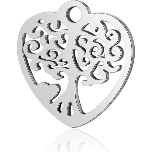 5pcs/Lot Fashion Pendant Charms Open Heart Tree Lucky Amulet Pendant Jewelry Diy Earring Necklace Jewelry Making Findings