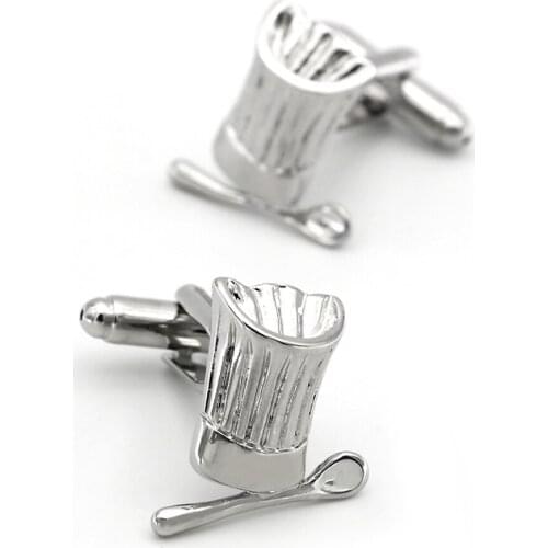 Mens Coffee Cup Cuff Links Copper Material Silver Color