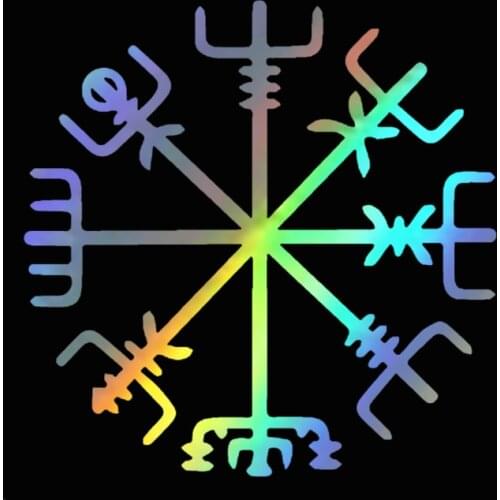 ChienHow Viking Rune Compass Art Car Stickers Decal Reflective Silver Vinyl 3D Funny Stickers on Motorcycle Car Styling Decals