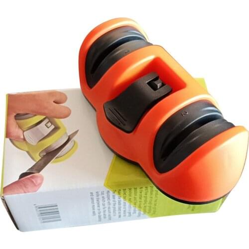Knife Sharpener With Non-Slip Suction Cup 2 Stage Mini Manual Pocket Knife Sharpener Polish Blades Quickly Kitchen Tools