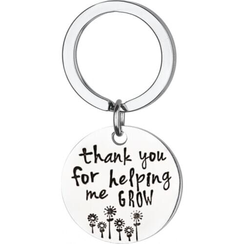 Oeinin Simple Keychain Man Thank You For Helping Me Grow Key Holder Bags Unisex Silver Color Alloy Key Chain Pendant Accessories