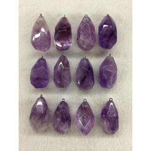 Wholesale 2pcs/pack Faceted Lavender Amethysts Bead Pendant Natural Stone Pendant Jewelry