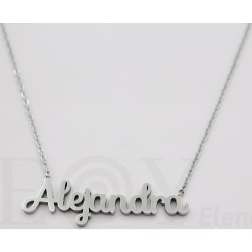 Collar De Acero Inox Con Nombre De Alejandra Color Plata Alta Calidad Envió Desde España
