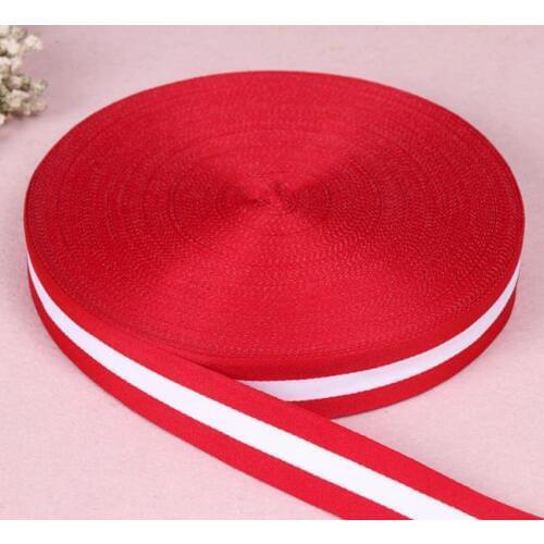 10mm 15mm 25mm 30mm wide webbing 3yards red white red Striped polyester Webbing twill yarn for the sewing belt Bag handle deco