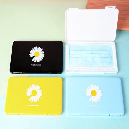 PP Mask Storage Box mask holder dasiy Portable Dust-Proof Moisture-Proof Childrens Student Mask Box Available in 3 colors