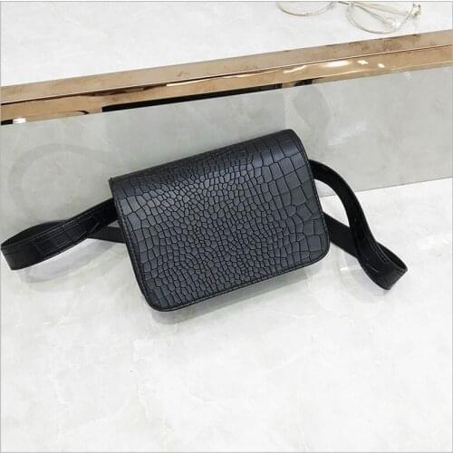 HOT Waist Bag Korean Fashion Female Bag Crocodile Pattern Small Square Bag Simple and Versatile Messenger Shoulder Bag Chest Bag