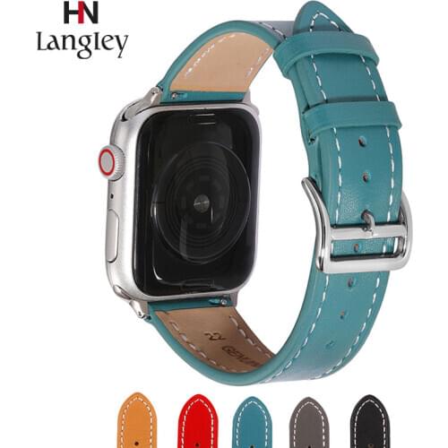 High quality Genuine Leather Band for iWatch 40mm 44mm Cowhide Sports Strap band for Apple watch 42mm 38mm Series 2 3 4 5 6 SE