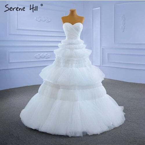 Serene Hill White Princess Ruffles Wedding Dresses 2021 Simple Sexy High-end Bride Gowns HM67308 Custom Made