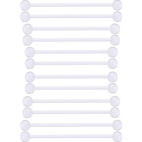 JFORYOU 12pcs Clear Industrial Barbell Piercing 14G Bioflex Cartilage Earring Retainer 32mm 35mm 38mm Piercing Bar
