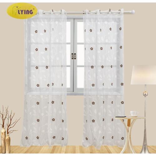 Flying Modern Window Curtain Flower Home White Tulle Curtains for Living Room Bedroom Bathroom Polyester Window Screen