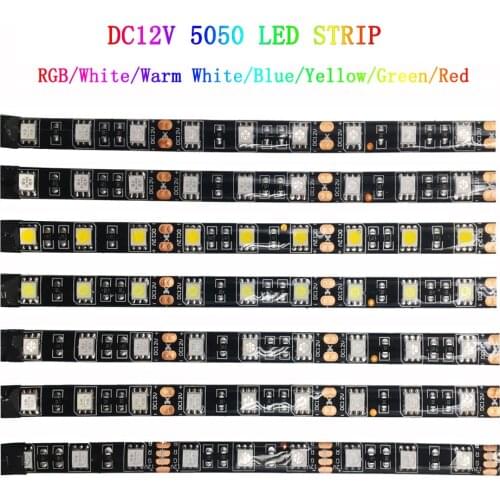 5050 60 LEDs/m Flexible Black PCB LED Strip Light 5M ,RGB/ White/ /Warm White/Red/Green/Blue/Yellow IP30/65 Waterproof DC12V