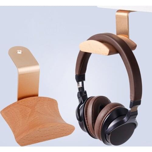 Universal Headphone Stand Holder Z-shape Wall-mounted Wood Headset Hanger Hook