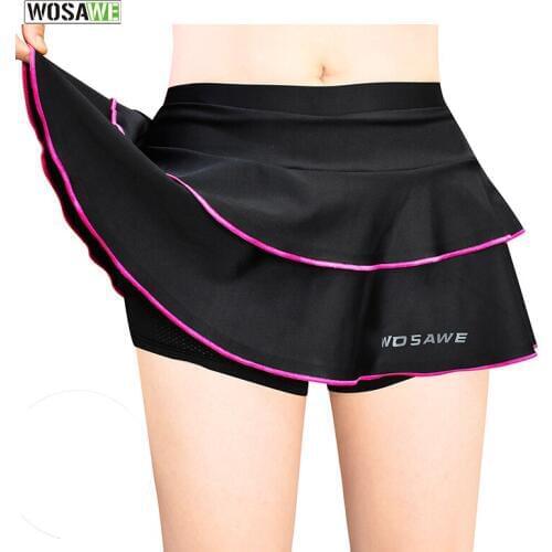 WOSAWE 3D Padded Womens Cycling Shorts Underwear Skirt Outdoor Sports Skirt MTB Road Bike Bicycle Skirt Downhill Shorts