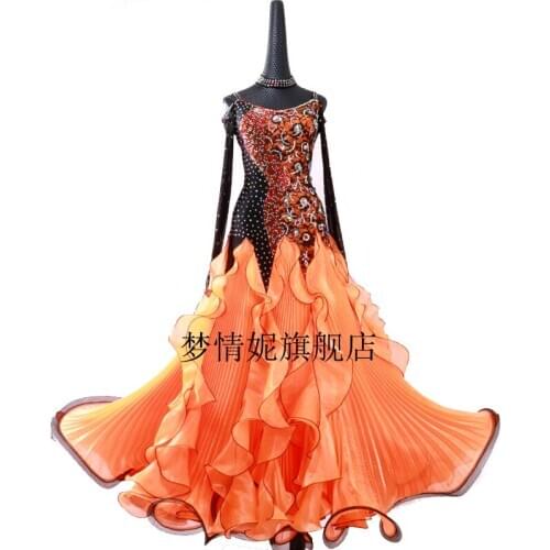 2018 Ballroom Dance Skirts Women Lycra Newest Design Woman Modern Waltz Tango Dance Dress/standard Ballroom Competition Dress