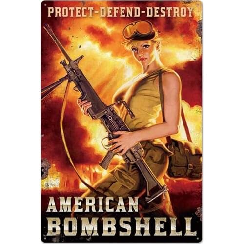 Zyalex Girl Tin Sign Plaque Metal Vintage Sexy Metal Sign Wall Decor for Bar Pub Club Man Cave Retro Signs Metal Painting 20x30