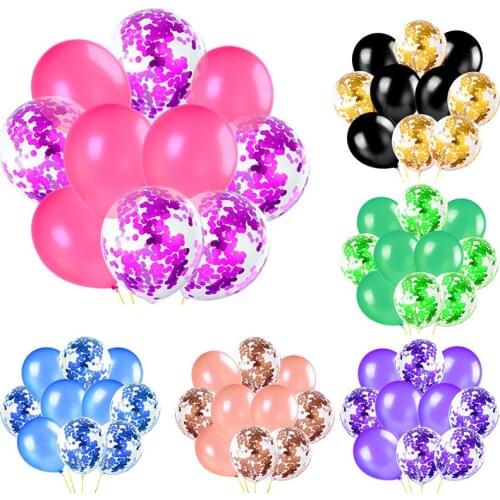 10Pcs Metallic Confetti Air Balloons With Ribbon Birthday Party Helium Balloon Decorations Wedding Festival Balon Party Supplies