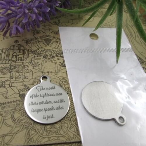 20pcs--"The mouth of the righteous man utters "stainless steel charms styles for choosing DIY Charms Bible gold sentence