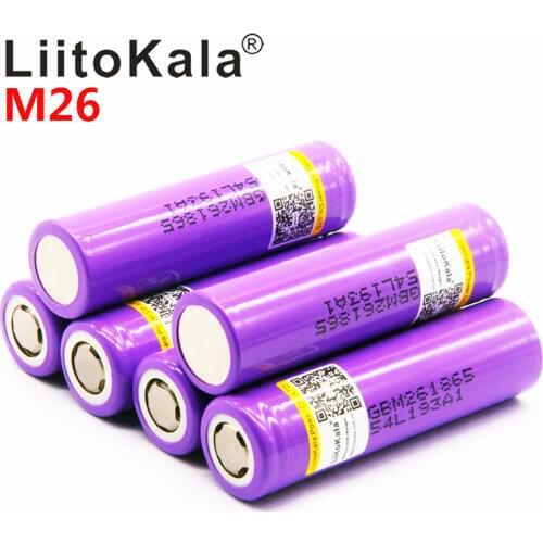 100% original LiitoKala for M26 18650 2600mah 10A 2500 li-ion rechargeable battery power safe battery for ecig/scooter