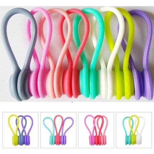 3pcs Soft Silicone Magnetic Cable Winder Organizer Cord Earphone Storage Holder Clips Cable Winder For Earphone For Data Cable