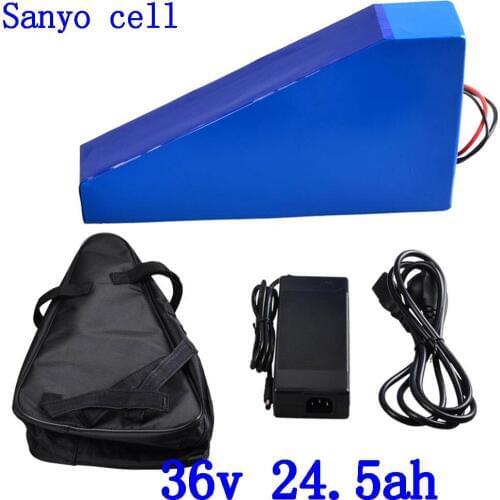 36V 1000W Triangle battery 36v 25ah electric bicycle battery 36V 24.5AH lithium ion battery use sanyo cell with 42V charger+bag