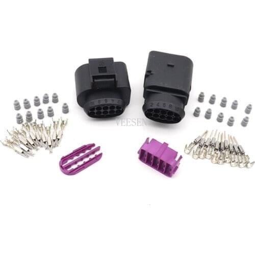 5Set 10P Waterproof Connector 0.5-0.8mm2 1.5 Automotive Water Temperature ABS Sensor Plug for VW Car Black DJ7082A-1.5