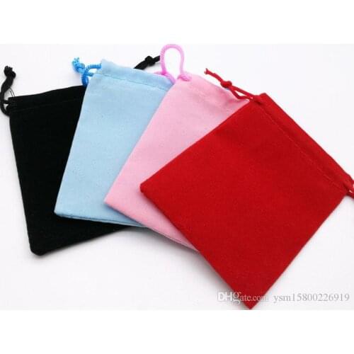 50pcs 5*7cm Velvet Drawstring Bag/Jewelry Bag Christmas/Wedding Gift Bags Black blue pink Red Wholesale