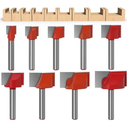 9 Pieces 10~32mm Straight Cleaning Bottom Router Bit 6mm Straight Shank Woodworking Milling Cutter Tool